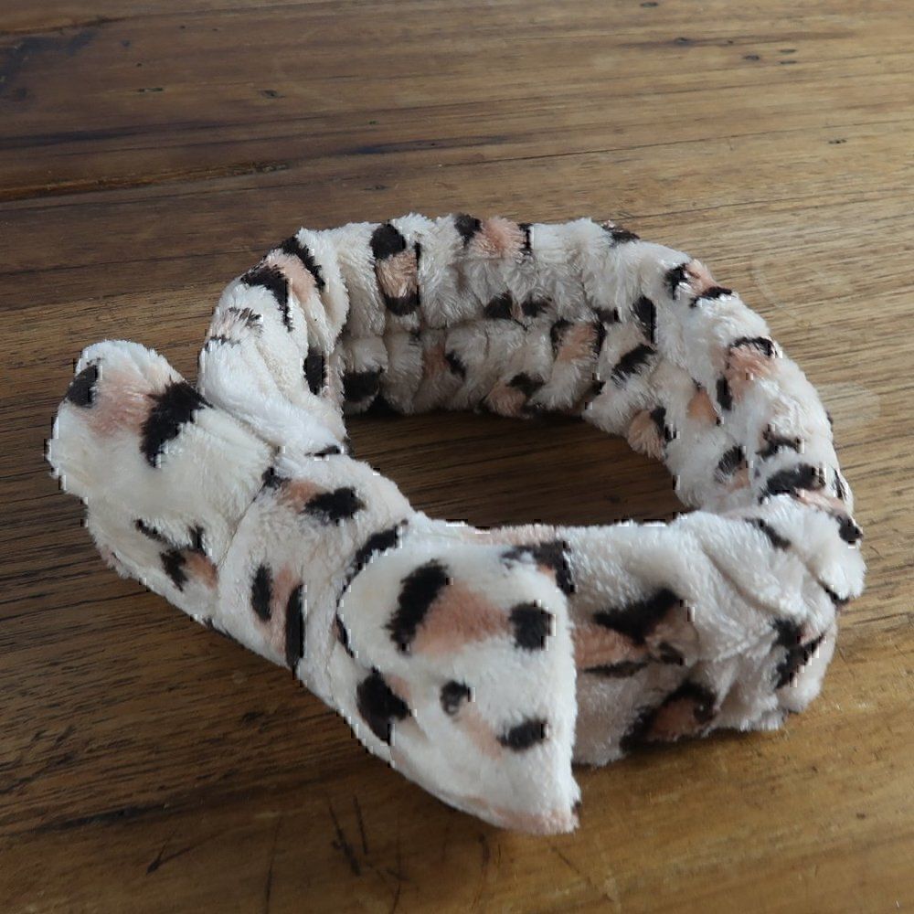 LEOPARD PRINT BOWKNOT PLUSH HEADBAND 